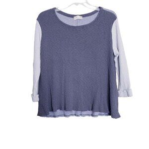 Altar'd State Gray Ribbed Knit Cuffed Color Block Sweater Top Women's Size Large